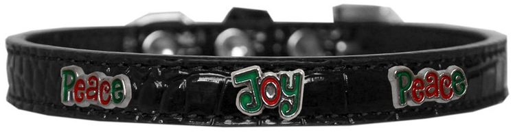 Peace and Joy Widget Croc Dog Collar Black Size 16